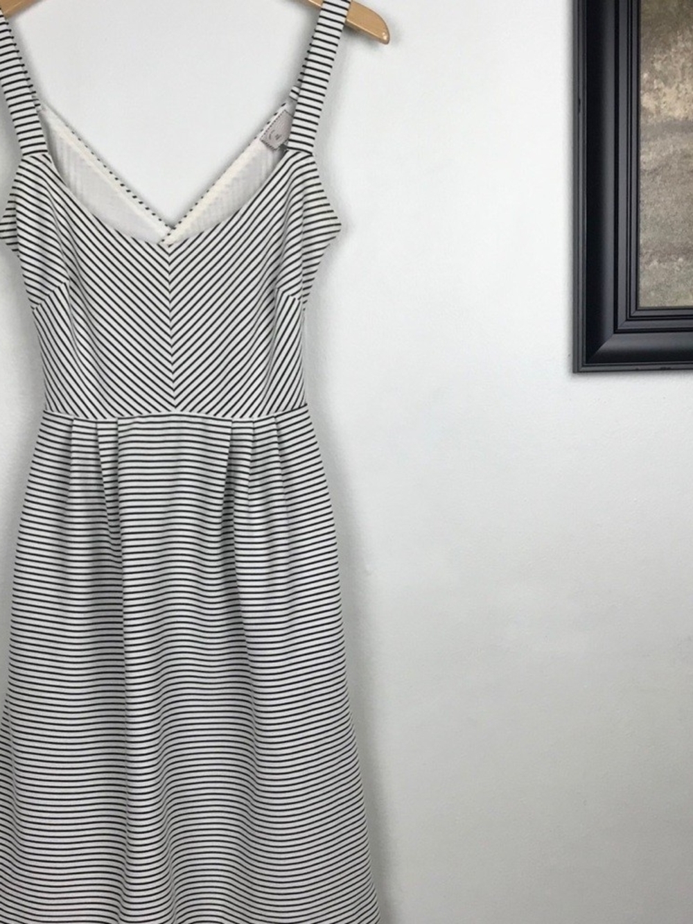 Anthropologie Black and White Striped Midi Dress